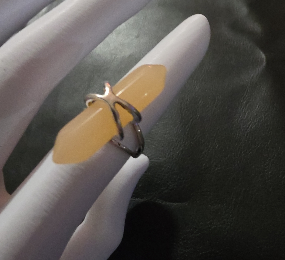 Yellow Chalcedony Point Ring - Women's Silver Band